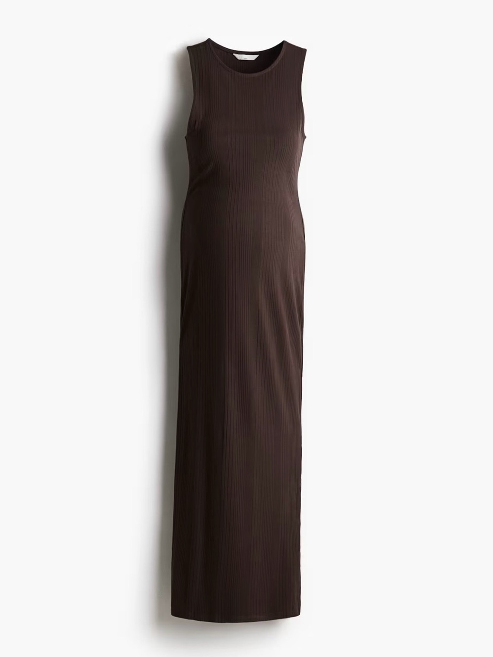 H&M Maternity Sleeveless Ribbed Maxi Dress in Brown
